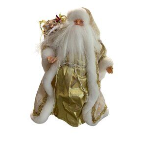 Elegant Gold Santa Tree Topper 12” Holiday Christmas Decor Vintage Style